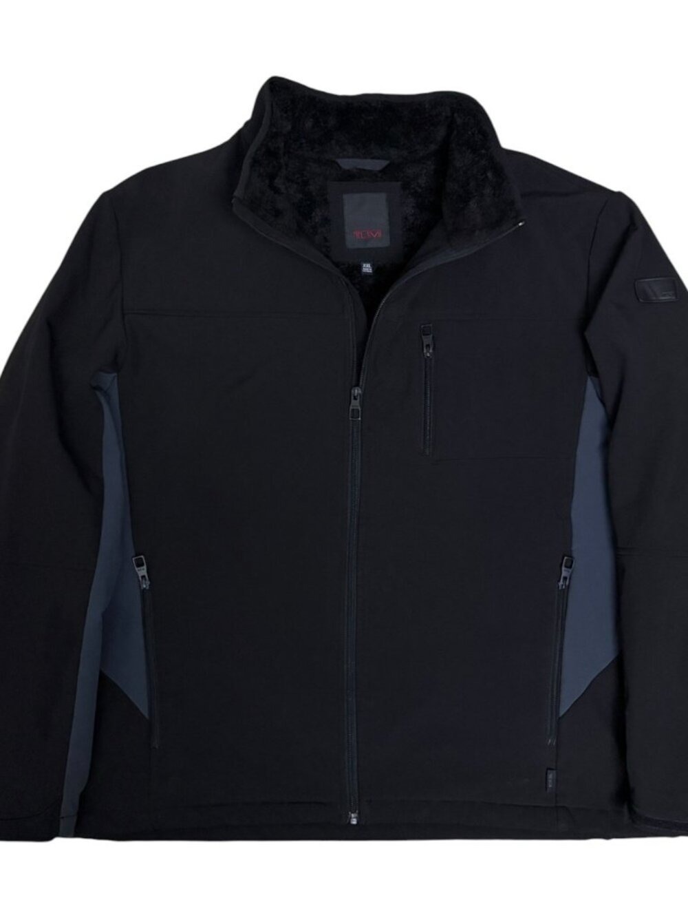 TUMI Shell Jacket Fleece Designer Black Bomber Casual Luxury Coat Mens 2XL